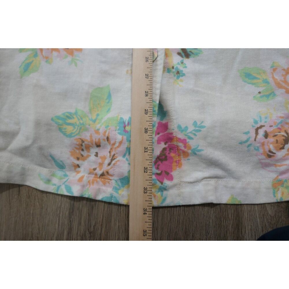 J. JILL Womens Large Floral Button Down Linen Blend Jacket-Shirt - Picture 8 of 13
